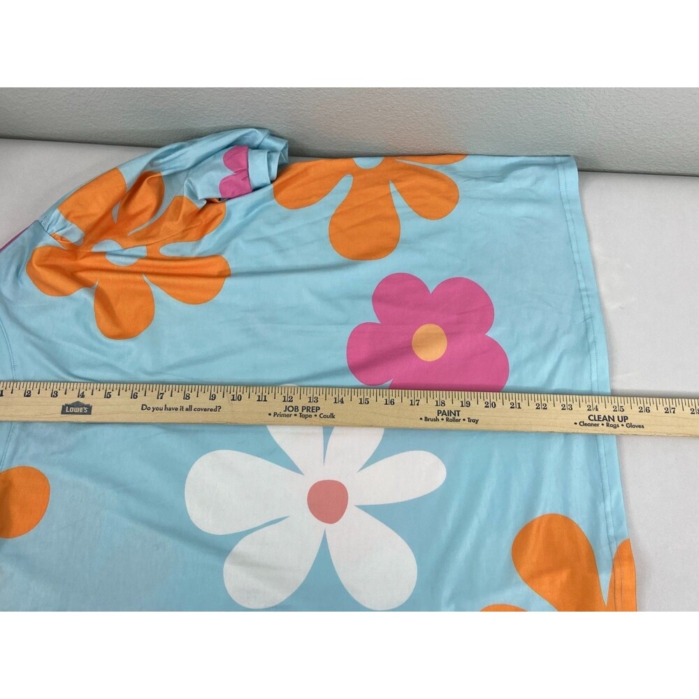 Flower Power Women XL Shirt Blue Multi Color Floral Pattern Casual NWT - Picture 9 of 9